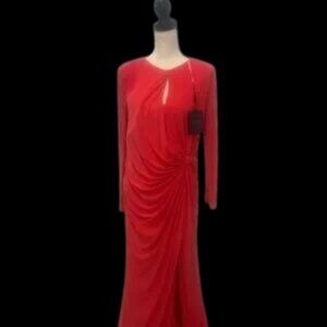 IEENA for Mac Duggal Red Long Sleeve Formal Gown Size 10 NWT